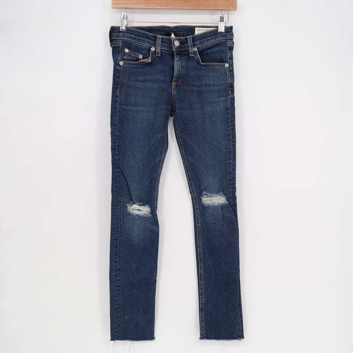 Rag & Bone JEAN Vashon Distressed Skinny Jeans Blue Size 26