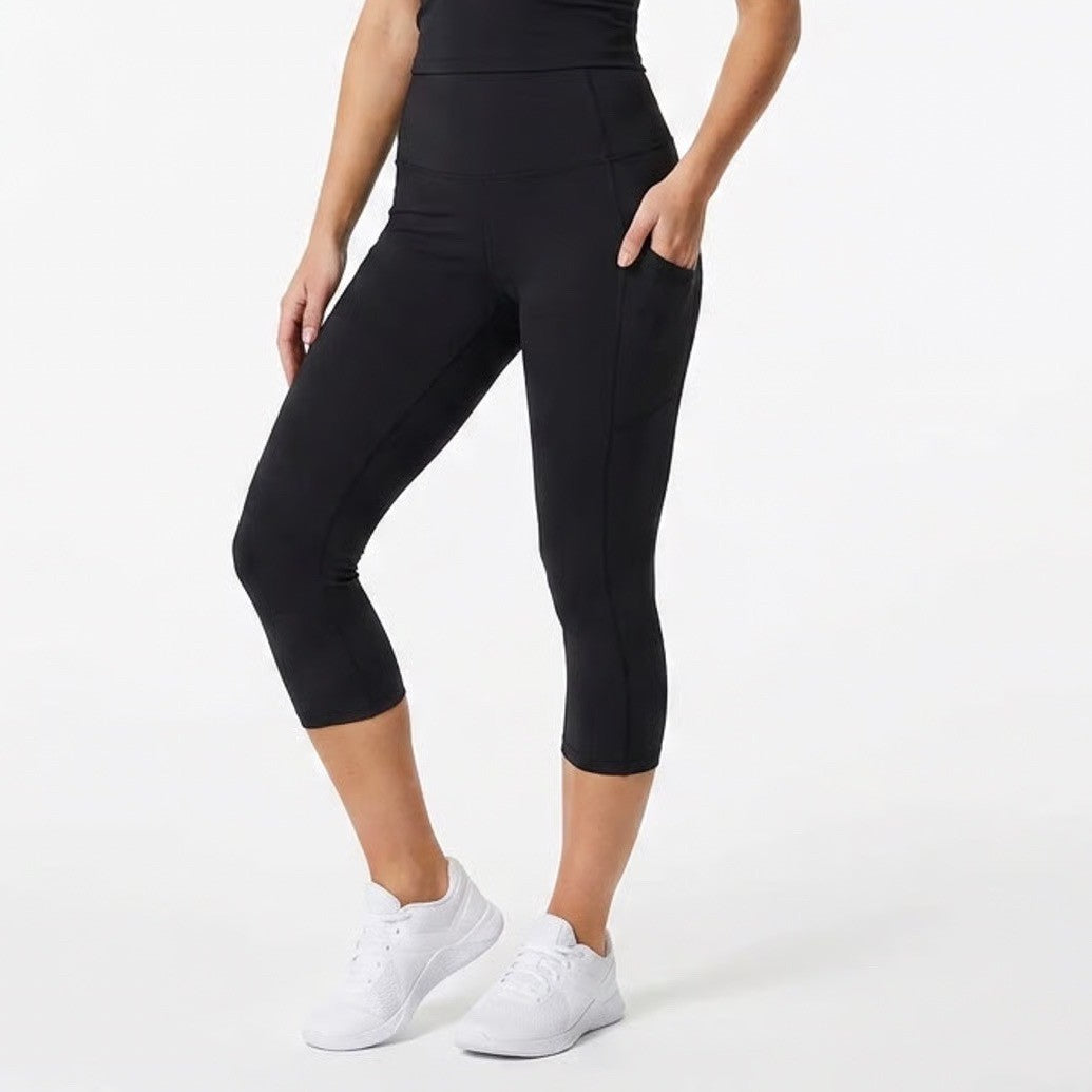 DSG Momentum Crop Womens Small Pure Black High Rise Leggings NEW