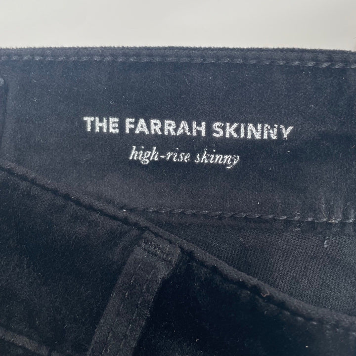 AG Adriano Goldschmied The Farrah Skinny High Rise Black Velvet Pants Size 27