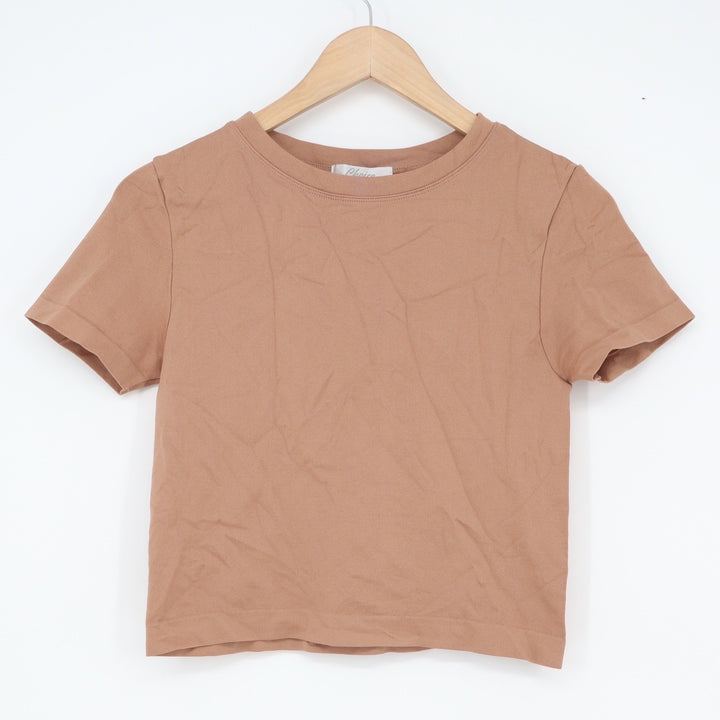 Choice Tan Short Sleeve Crew Neck Seamless Stretchy Cropped Tee One Size