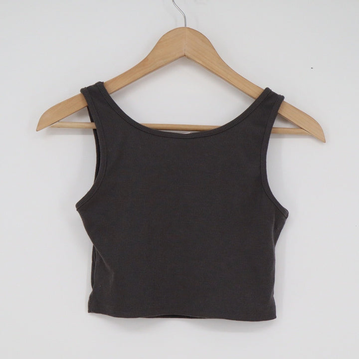 SHEIN Teen Girls Charcoal Grey Ribbed Crop Tank Top Refashion The Future 12-13Y