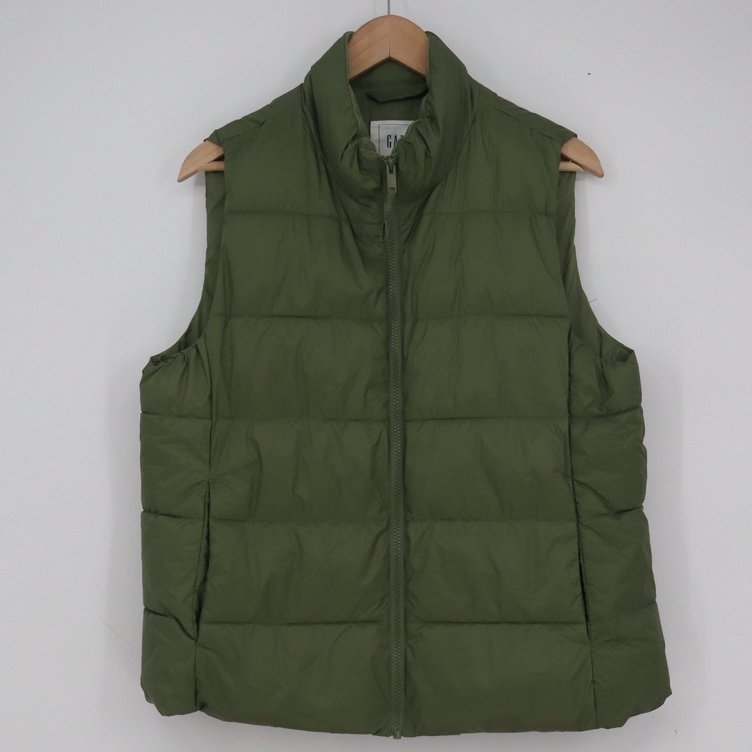 Gap ColdControl Puffer Vest Mens Large Olive Green Water Resistant Quilted Zip