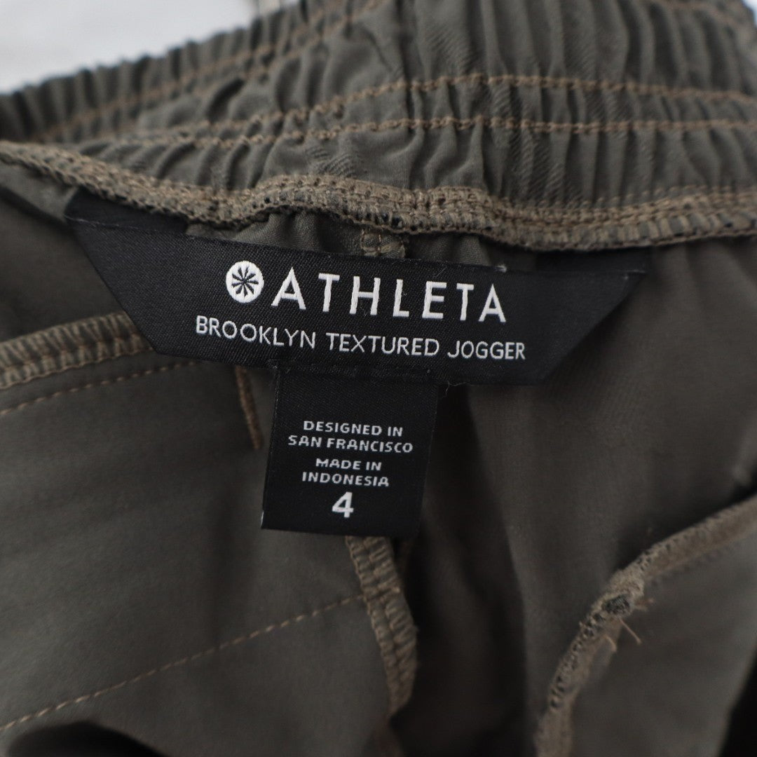 Athleta Brooklyn Textured Jogger Womens 4 Gray Stretch Mid Rise Slash Pockets
