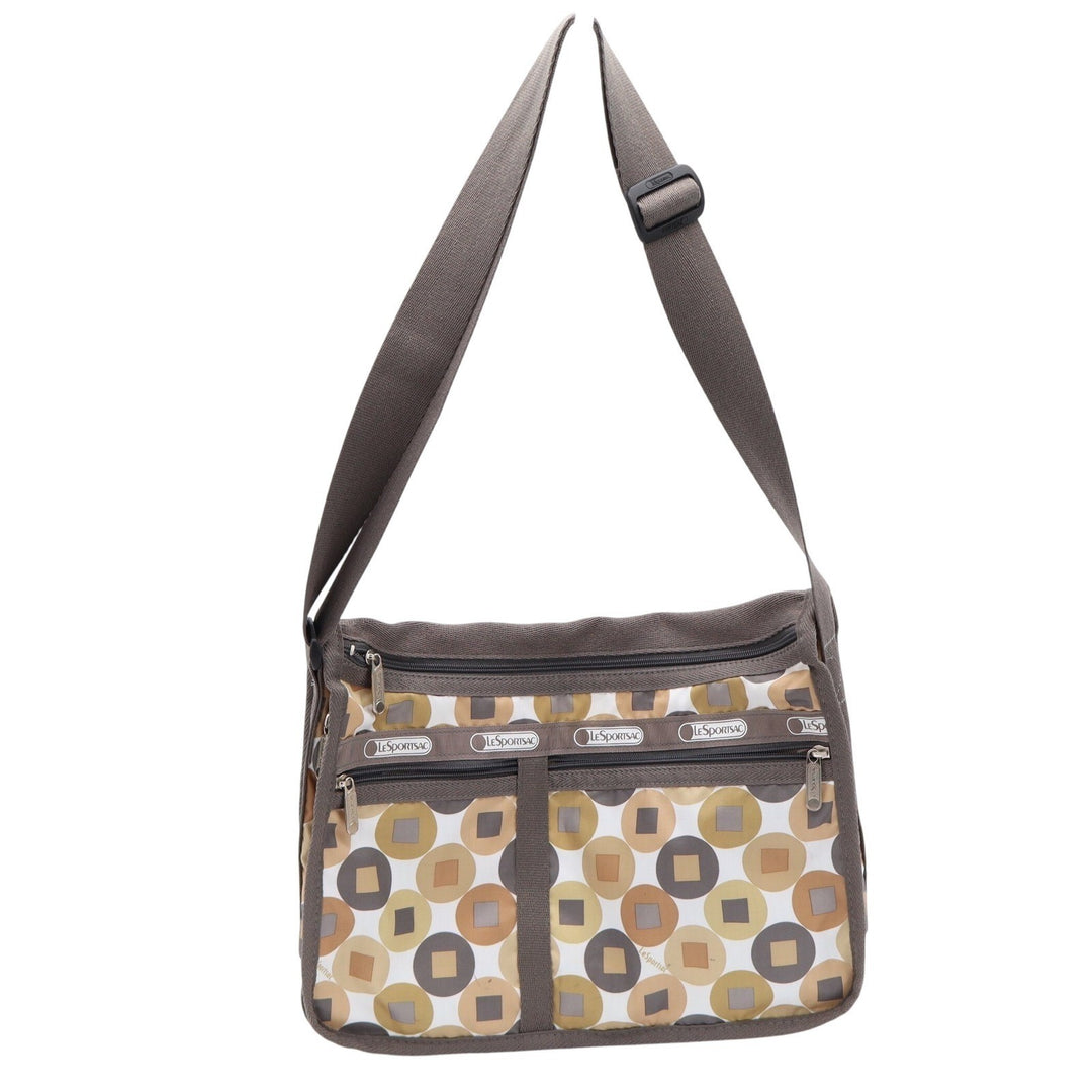 LeSportsac Deluxe Everyday Bag Geometric Circle Square Tan Brown Crossbody