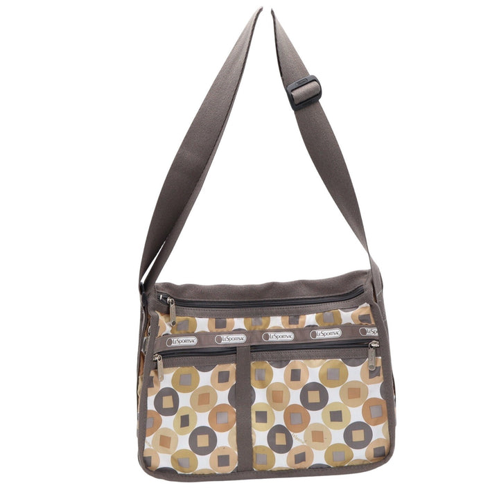 LeSportsac Deluxe Everyday Bag Geometric Circle Square Tan Brown Crossbody