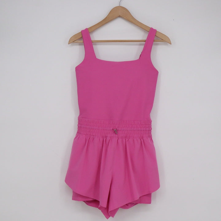 YPB Your Personal Best Pink Active Romper Square Neck Smocked Waist Medium