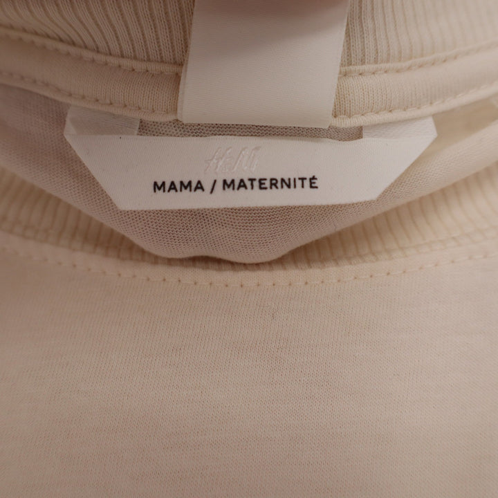 H&M Mama Maternity Cream Heart Print Oversized Cotton T-Shirt Size L