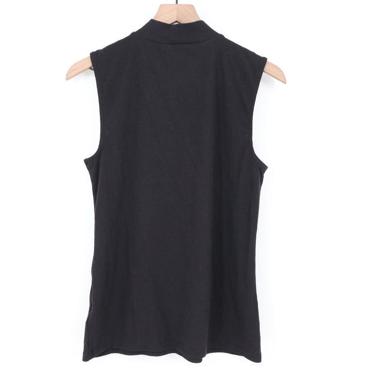 Amazon Essentials Tank Top Womens L Black Cotton Stretch Ribbed Knit Mock Neck