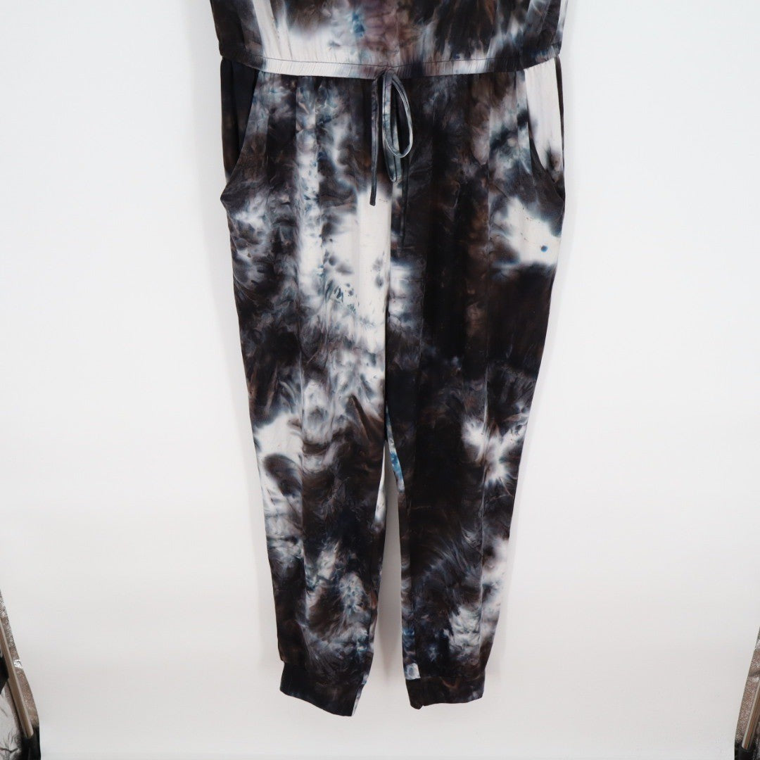 PRETTY GARDEN Tie Dye Jumpsuit Long Sleeve Scoop Neck Drawstring Waist L