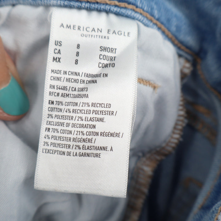American Eagle Outfitters Jeans Womens 8 Blue Denim Next Level Stretch Raw Hem