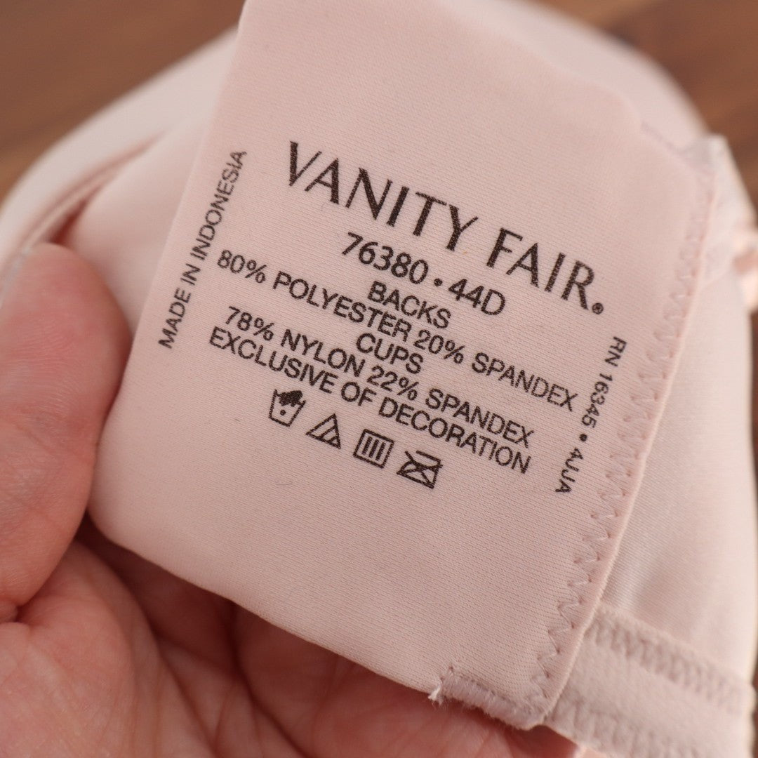 Vanity Fair Beauty Back Bra Women 44D Sheer Quartz Stretch Full Figure Underwire