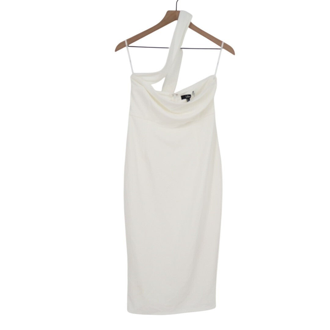 Lulus Hold Your Attention Midi Dress Womens Large White One-Shoulder Sleeveless