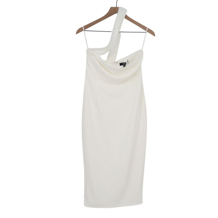 Lulus Hold Your Attention Midi Dress Womens Large White One-Shoulder Sleeveless