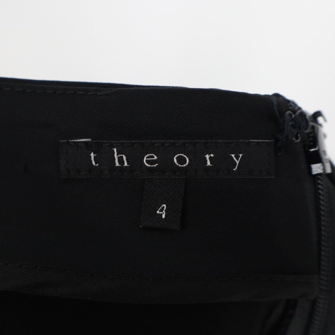 Theory Pencil Skirt Womens 4 Black Stretch Back Zip Knee Length Formal Business
