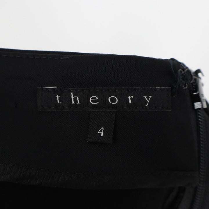 Theory Pencil Skirt Womens 4 Black Stretch Back Zip Knee Length Formal Business