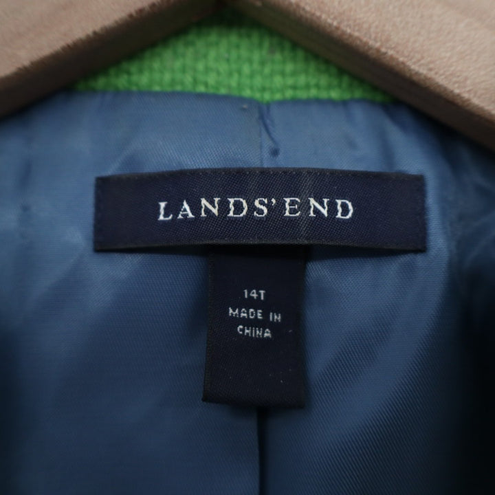 Land's End Blazer Jacket Womens 14P Green Nylon Single Breasted Notch Lapel
