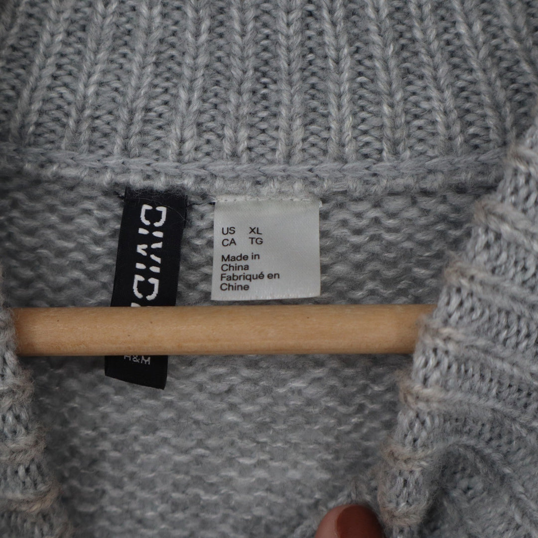 H&M Divided Grey Mock Neck Chunky Knit Cropped Sweater XL