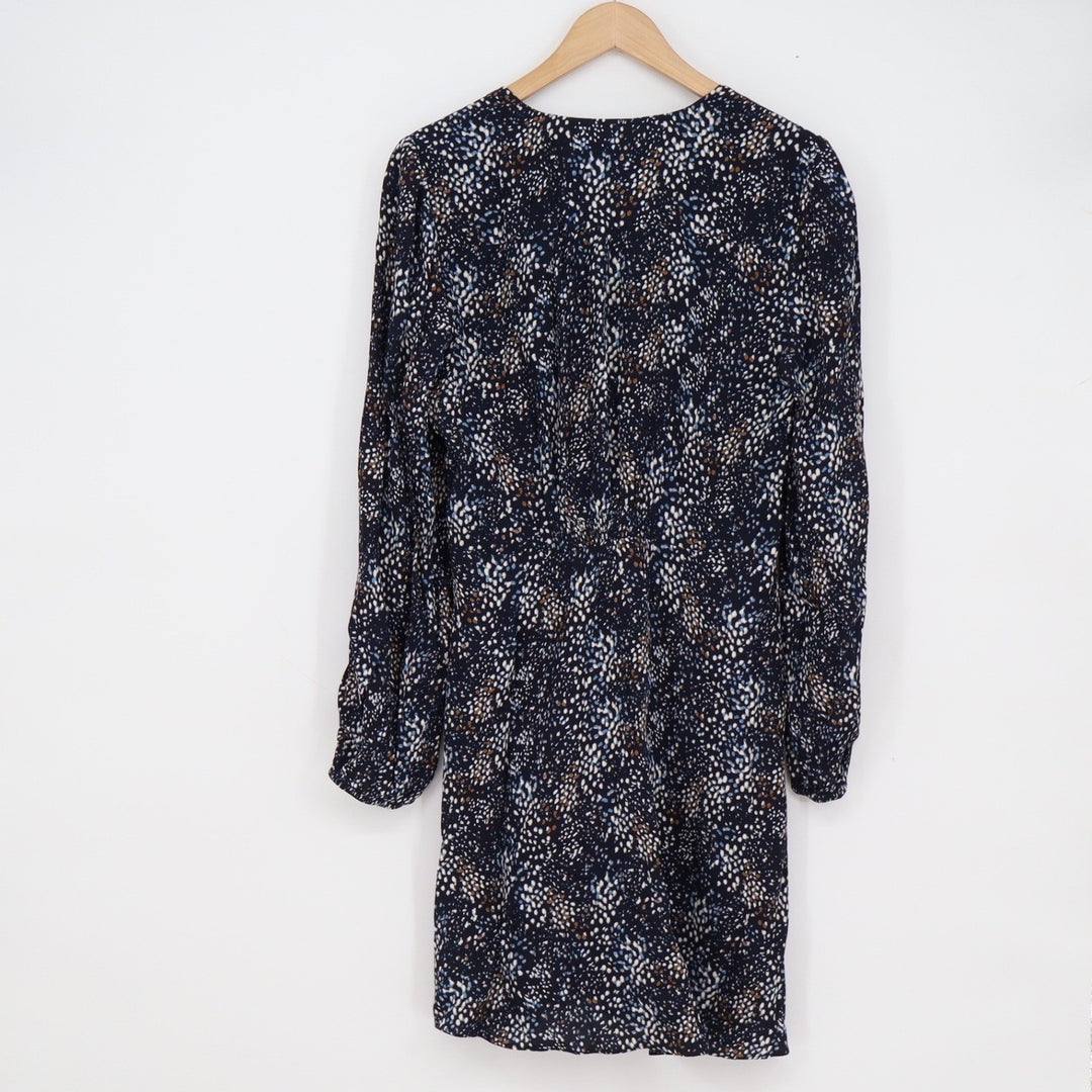 Madewell Navy Blue Abstract Speckled V-Neck Long Sleeve Mini Dress Size 6