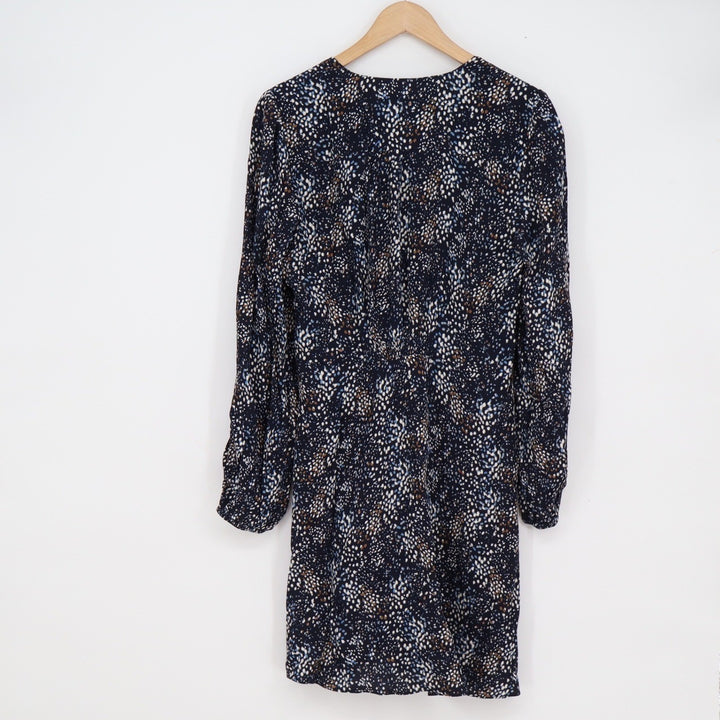 Madewell Navy Blue Abstract Speckled V-Neck Long Sleeve Mini Dress Size 6
