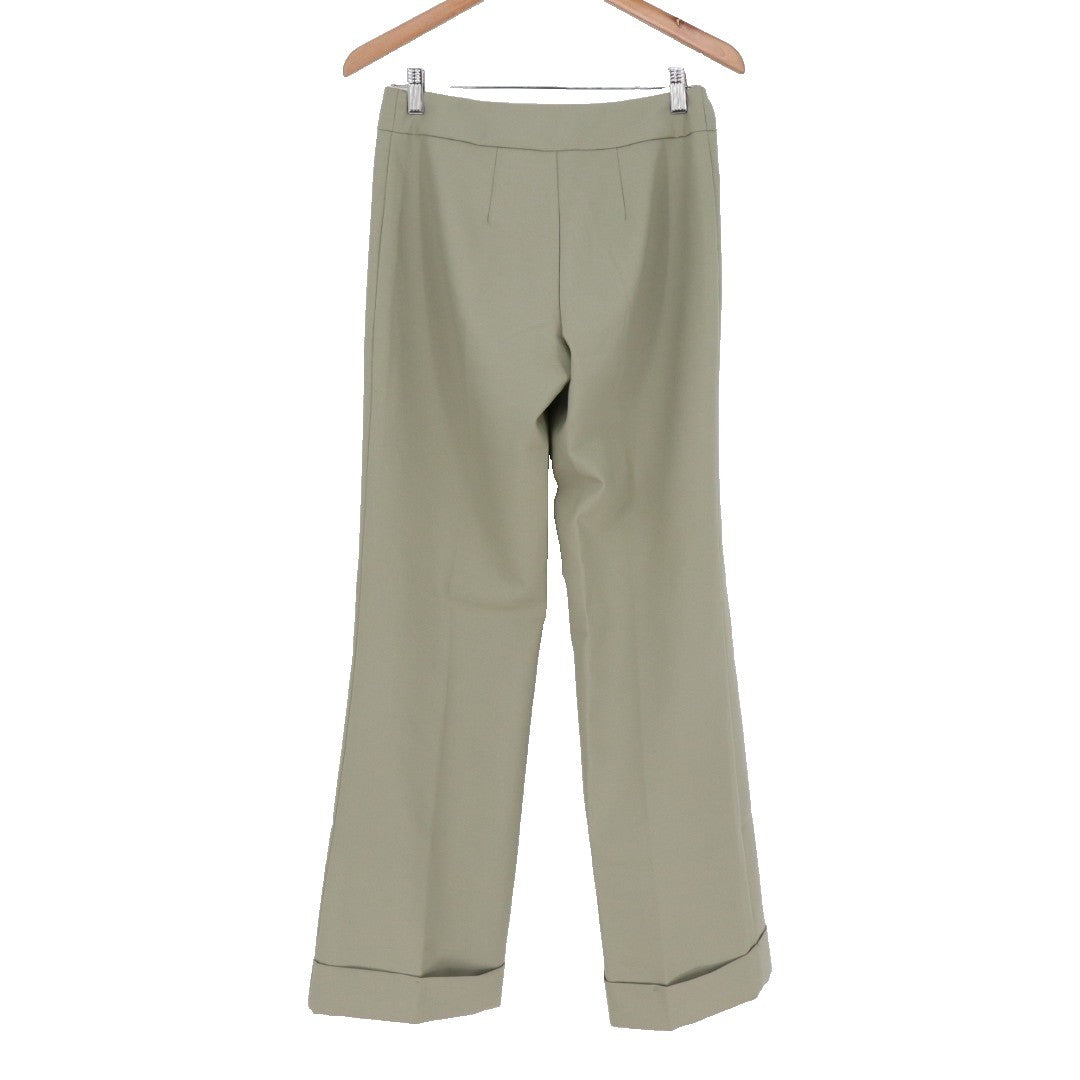 Star City Dress Pants Womens 5 Sage Green Slash Pockets Cuffed Hem Straight Leg