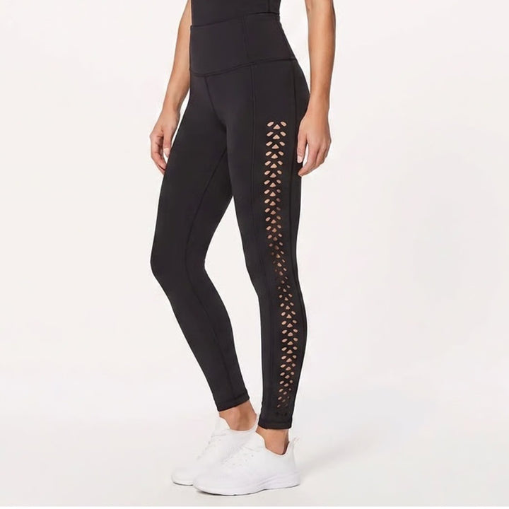 CALIA Inspire Crochet 7/8 Leggings Pure Black High Rise XS New