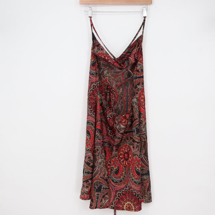 SHEIN Red Paisley Cowl Neck Slip Dress Sleeveless XL 12