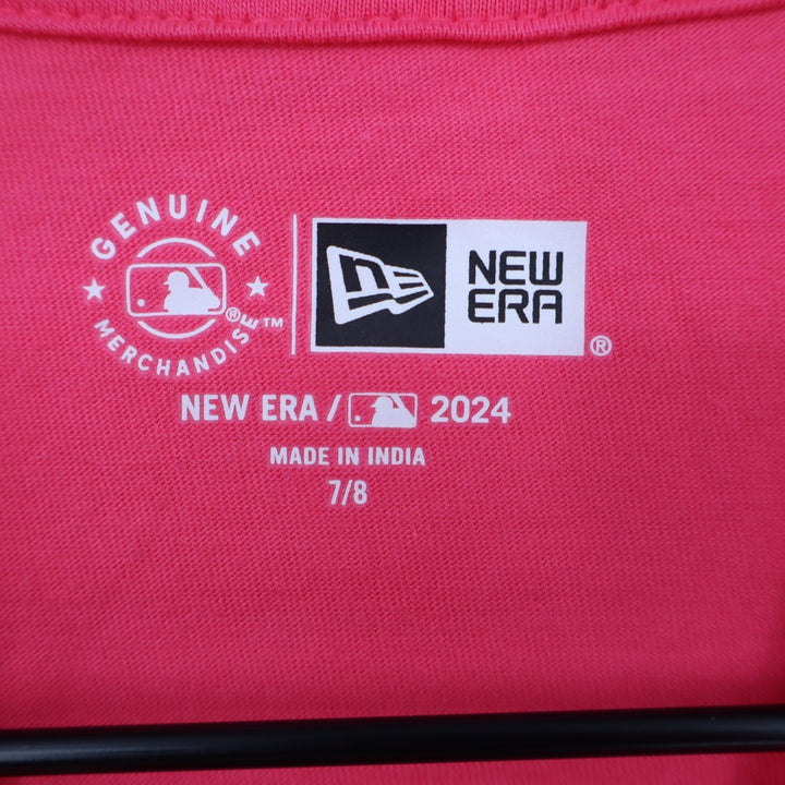 New Era Girls Boston Red Sox Pink Sequin V-Neck T-Shirt Size 7/8 MLB