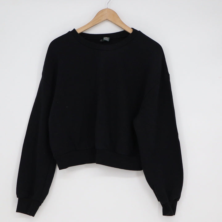 Wild Fable Womens Black Cropped Crewneck Sweatshirt XL Solid Fleece Pullover