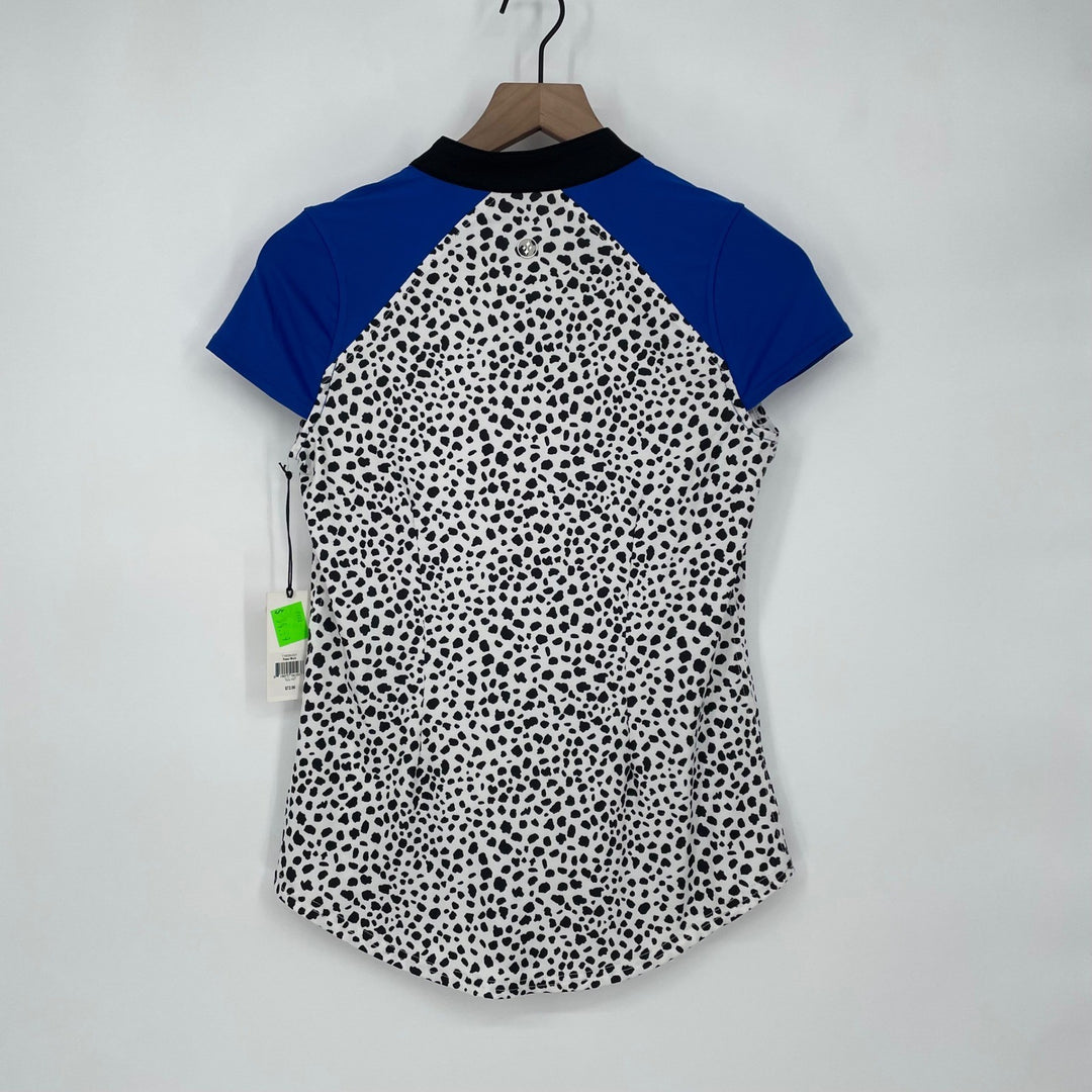 JOJIT Power Mock Cap Sleeve Golf Tennis Polo Shirt White Black Blue XS