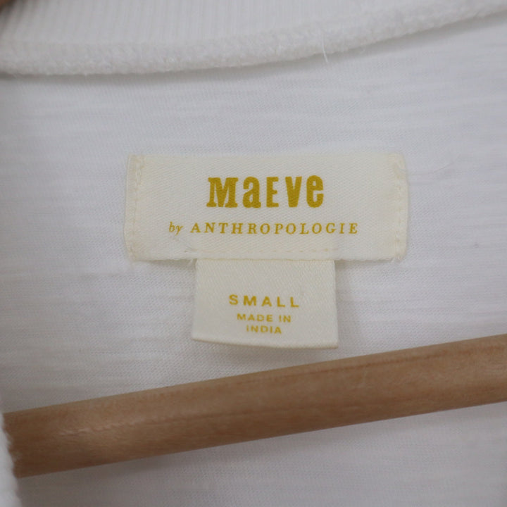 Maeve by Anthropologie White Smocked Cap Sleeve Textured Top Small