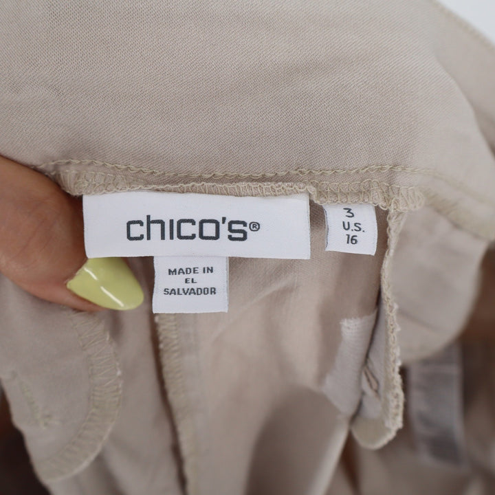 Chicos Brigitte So Slimming Pull On Pants Beige Tan Crop Trousers Size 3 US 16