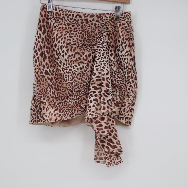Naked Wardrobe The Statement Leopard Print Ruffle Mini Skirt Small