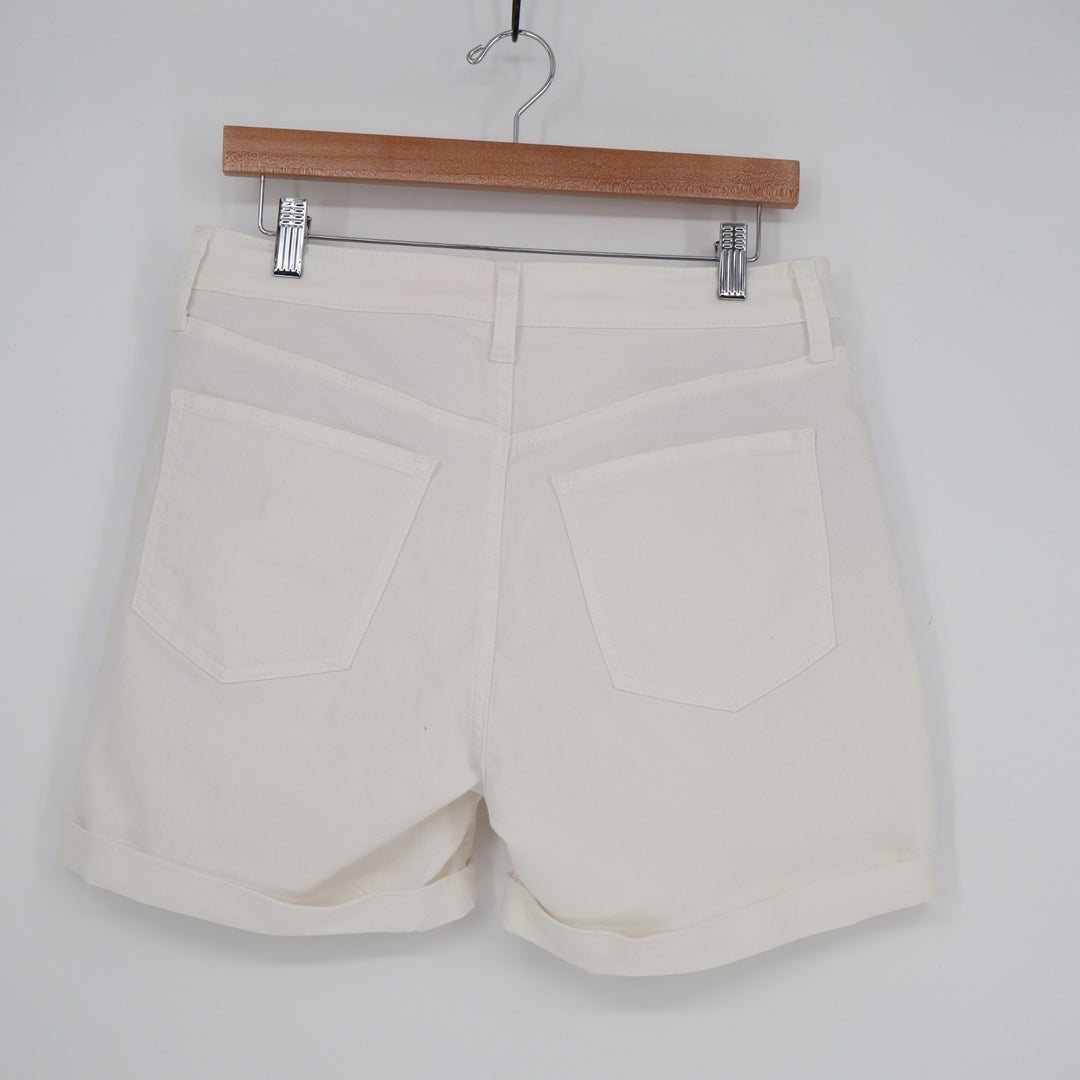 Old Navy Wow Shorts Womens 8 White Denim Cotton Stretch High Rise Street Wear