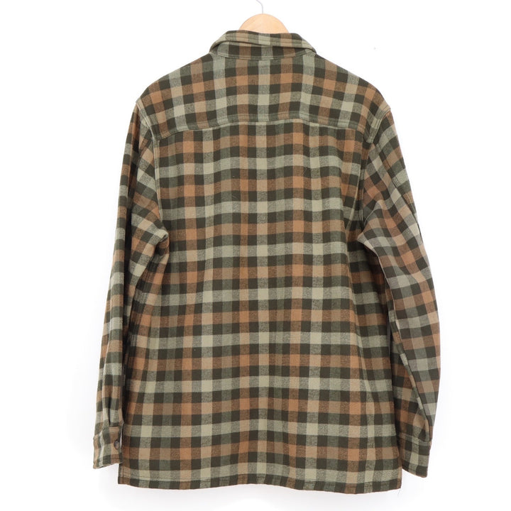 Weatherproof Vintage Mens Plaid Button Down Shirt Olive Green Brown Size M