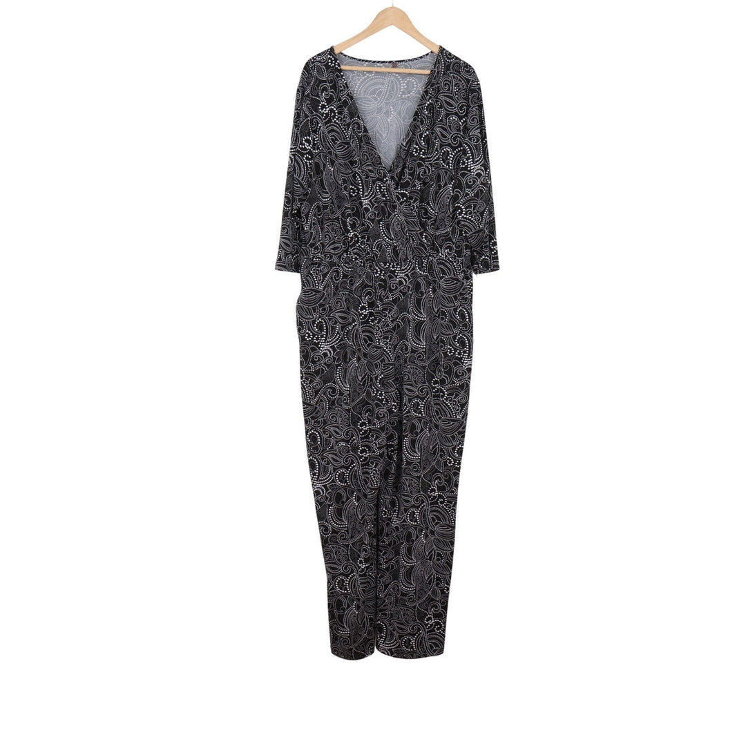 Unbranded Jumpsuit Womens 2X Black White Paisley Stretch Excellent