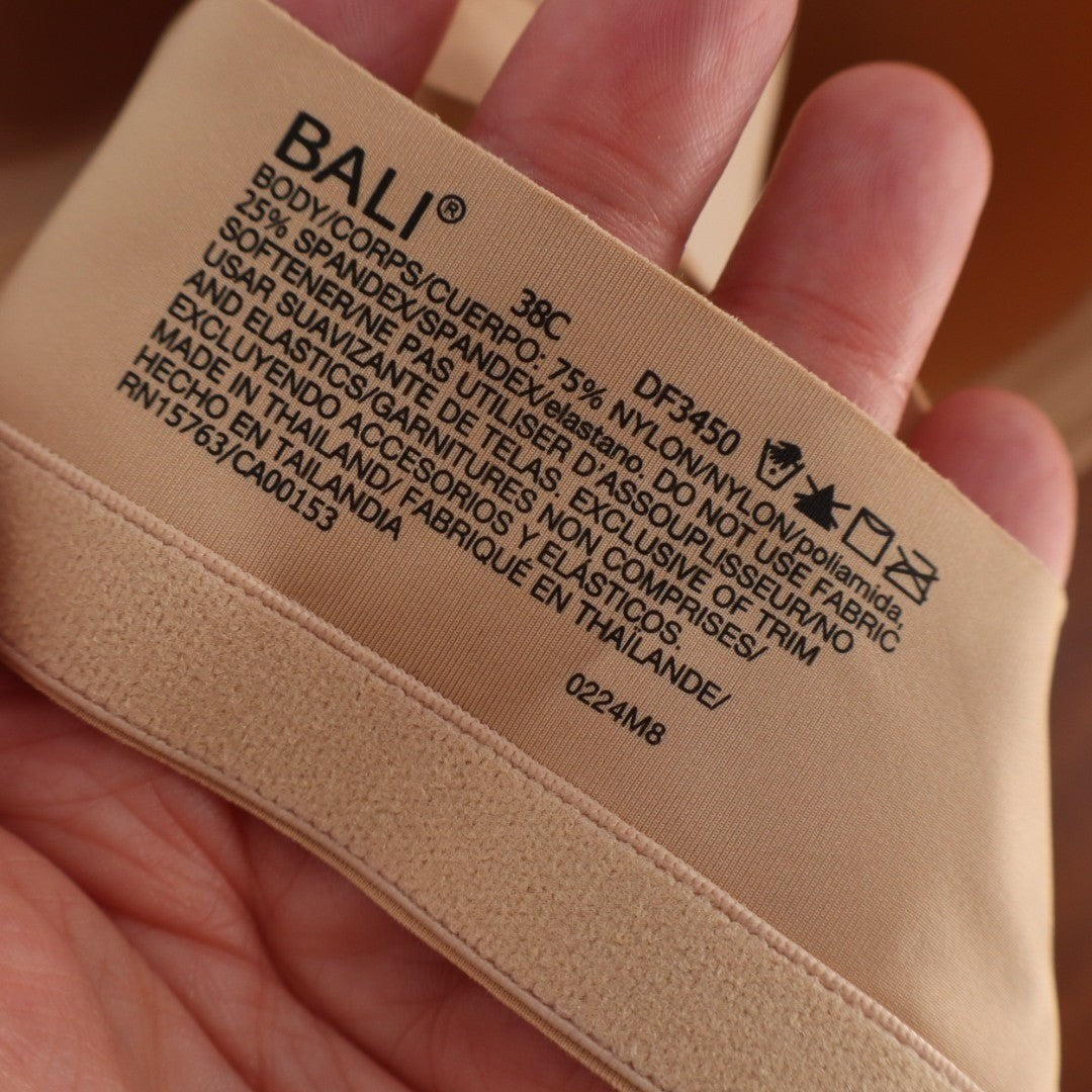 Bali One Smooth U Posture Support Bra Womens 38C Beige Eversmooth Back Underwire