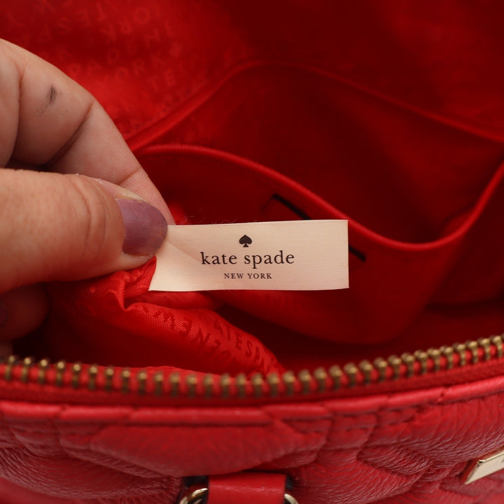 Kate Spade Red Quilted Leather Satchel Crossbody Bag