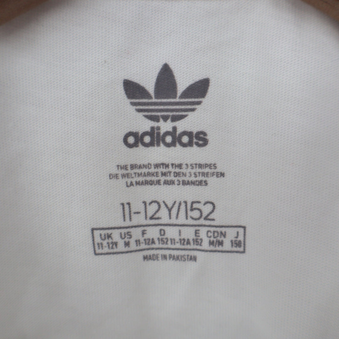 Adidas Originals Kids Trefoil Tee White Black Logo Shirt Size M 11-12Y