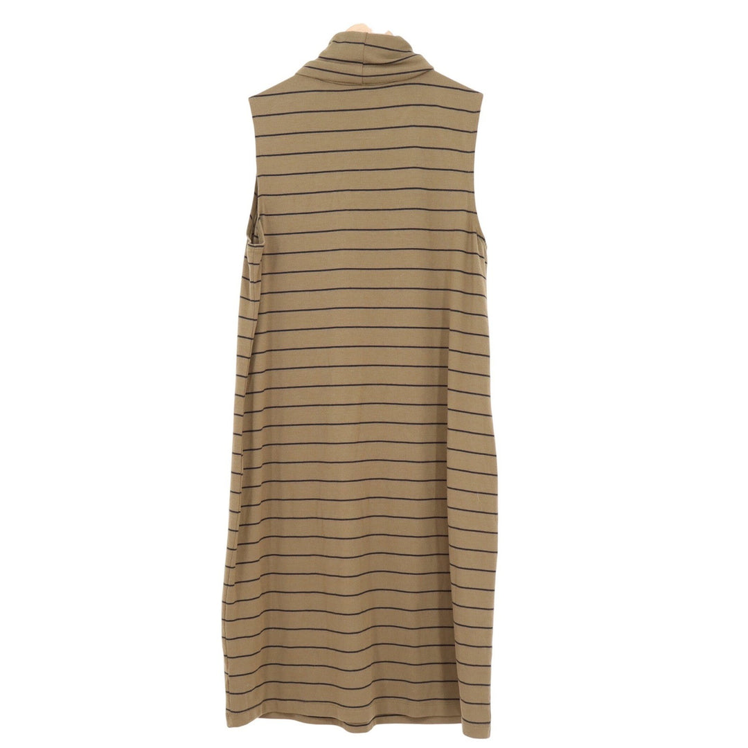 Old Navy Womens Large Olive Green Black Striped Sleeveless Turtleneck Midi Dress