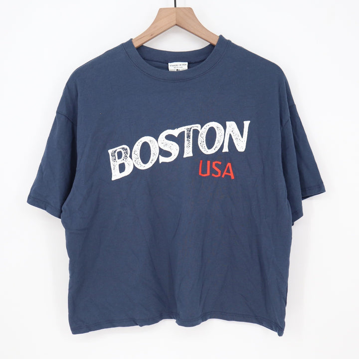 Where I'm From Boston USA Graphic Easy Tee Navy Blue Cotton T-Shirt Medium