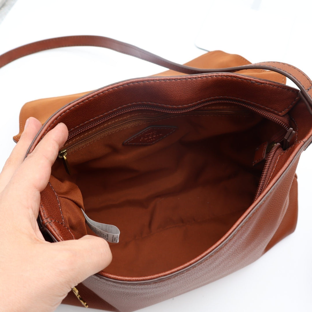 Fossil Gabriella Womens Handbag Brown Leather Adjustable Strap Crossbody Bag