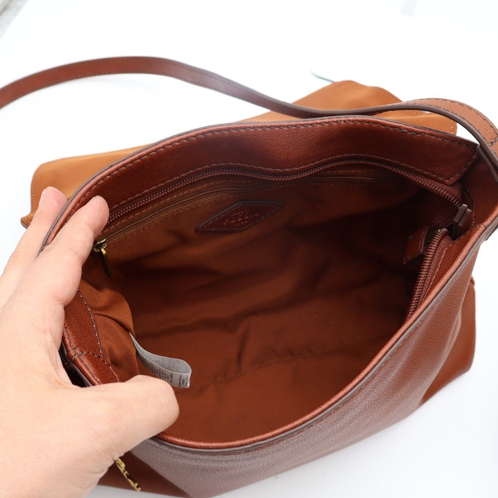 Fossil Gabriella Womens Handbag Brown Leather Adjustable Strap Crossbody Bag