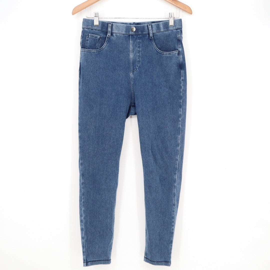 Halara Medium Wash Blue Denim Leggings Jeggings High Waisted Skinny Size M 7/8