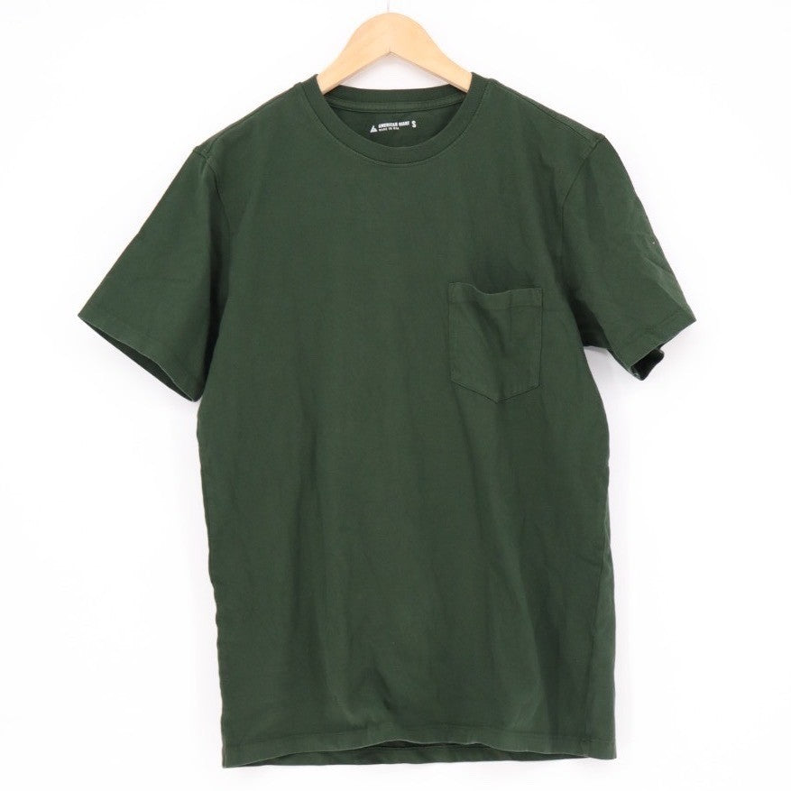 American Giant Pocket T Shirt Forest Green Short Sleeve Made in USA Size S