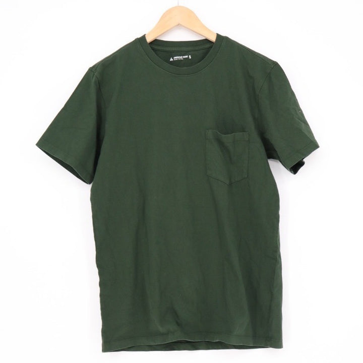 American Giant Pocket T Shirt Forest Green Short Sleeve Made in USA Size S