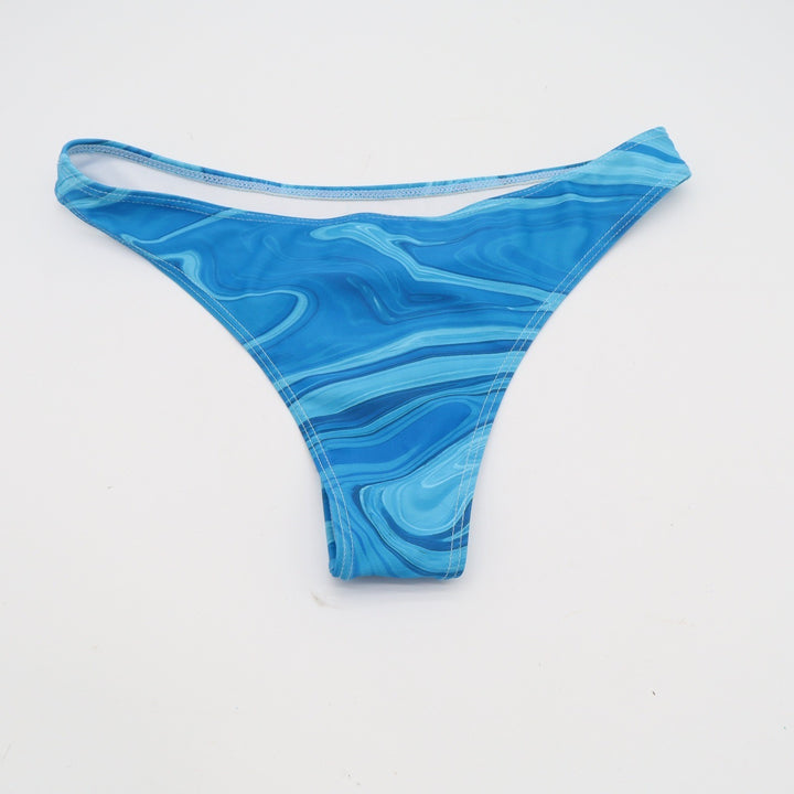 SHEIN Blue Marble Swirl High Cut Bikini Bottom Size M Cheeky Swimwear