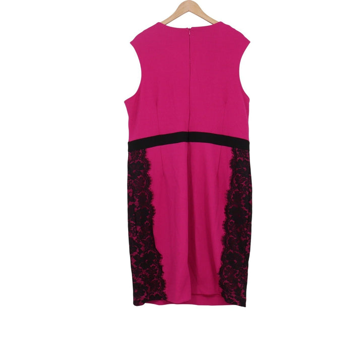 Danny and Nicole Pink Black Lace Sheath Dress Plus Size 18W Sleeveless V-Neck
