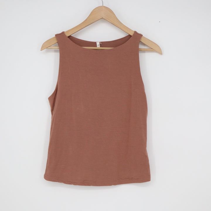 Be Cool Los Angeles Terracotta Mauve Sleeveless Boat Neck Tank Top Size L 18783