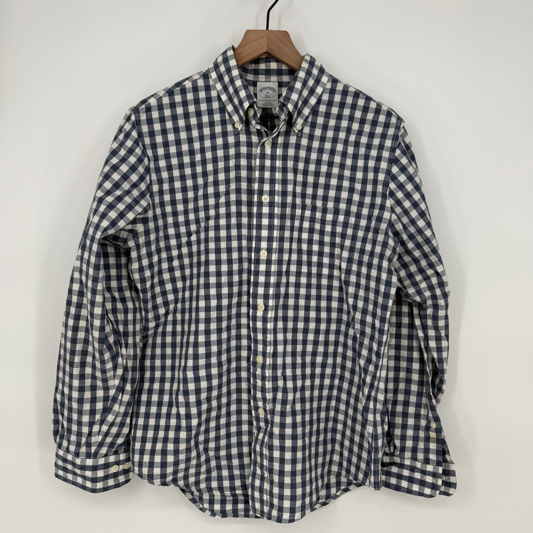 Brooks Brothers 346 Men's Slim Fit Blue Gingham Button Down Shirt Size M