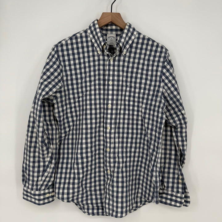 Brooks Brothers 346 Men's Slim Fit Blue Gingham Button Down Shirt Size M
